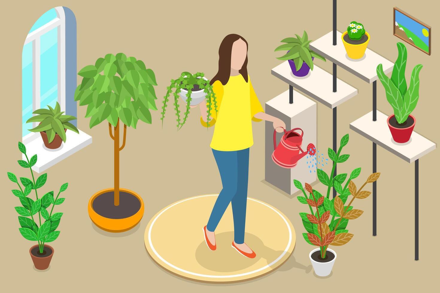 3D Isometric Flat Conceptual Illustration of Home Garden. vector
