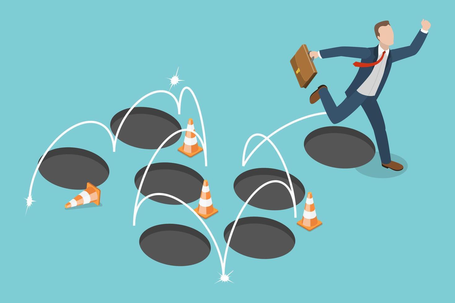 3D Isometric Flat Conceptual Illustration of Risk Avoidance vector