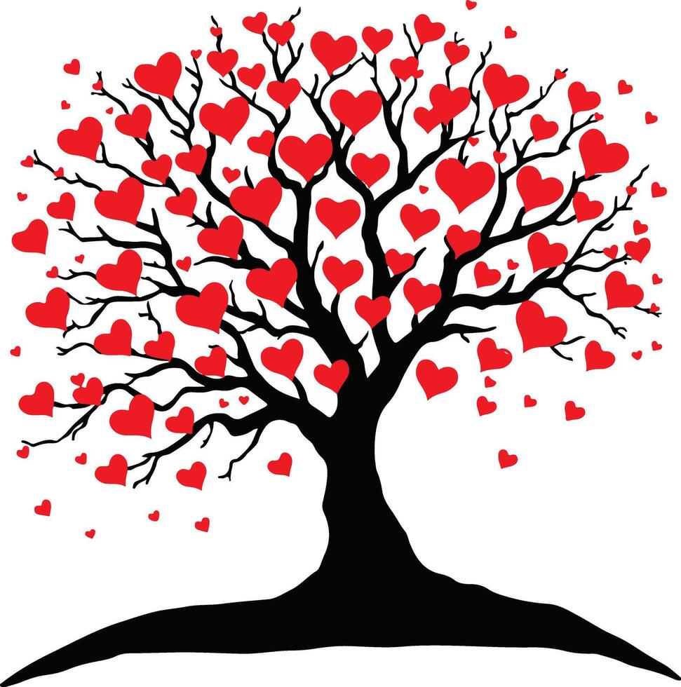 A tree with hearts on it vector