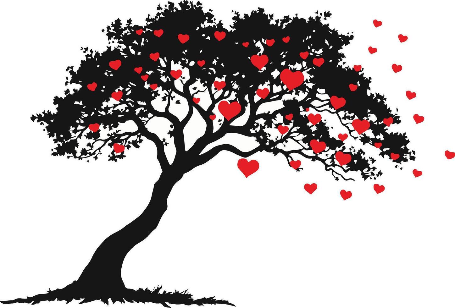 A tree with hearts on it vector