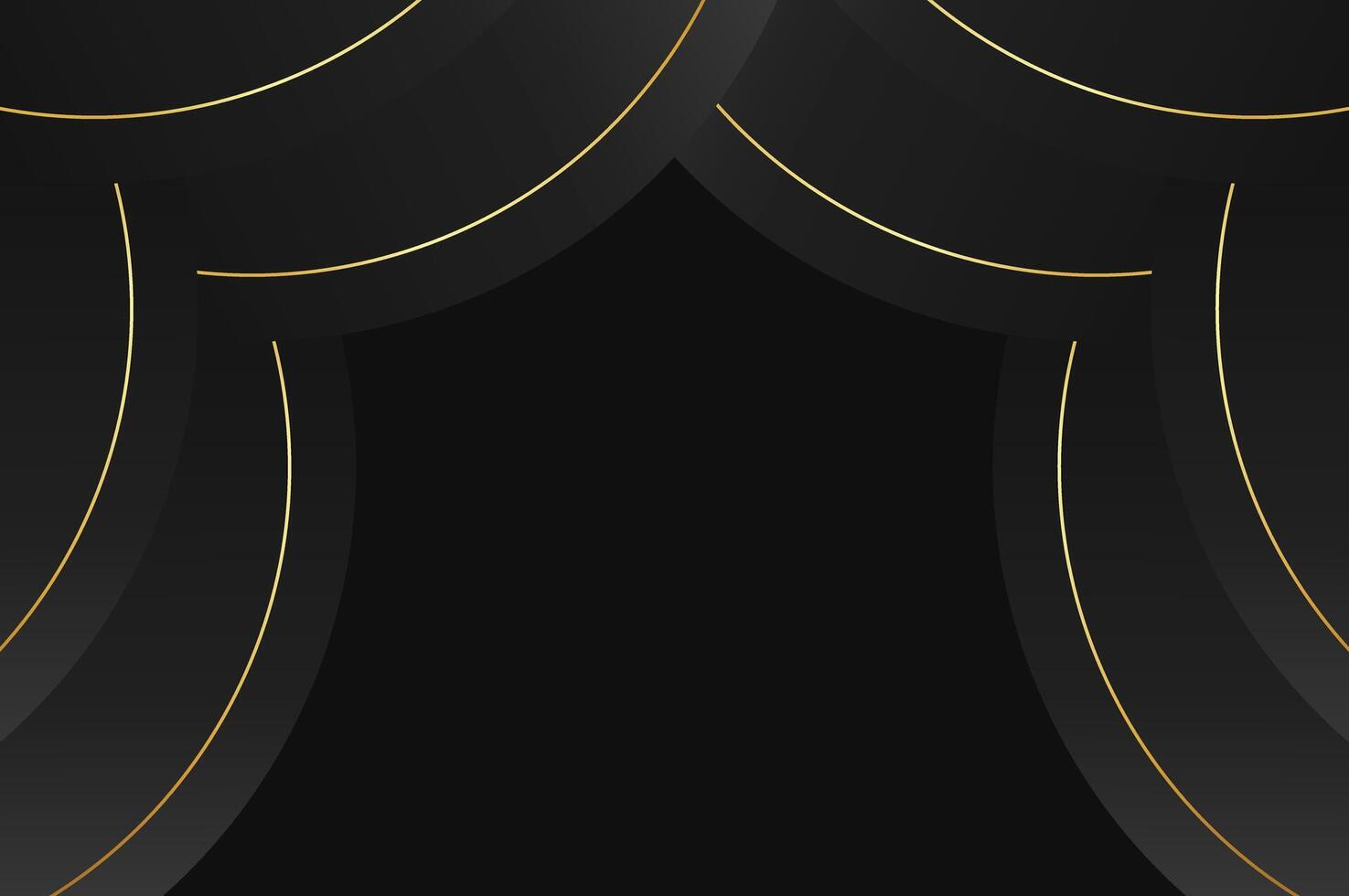 luxury Black curve curtain awards background with gold line. Abstract geometry background with modern and elegant concept. vector