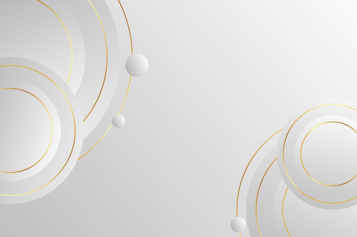 Circle shape background luxury White Grey with gold line and planetary. Abstract geometry background with modern and elegant concept. vector