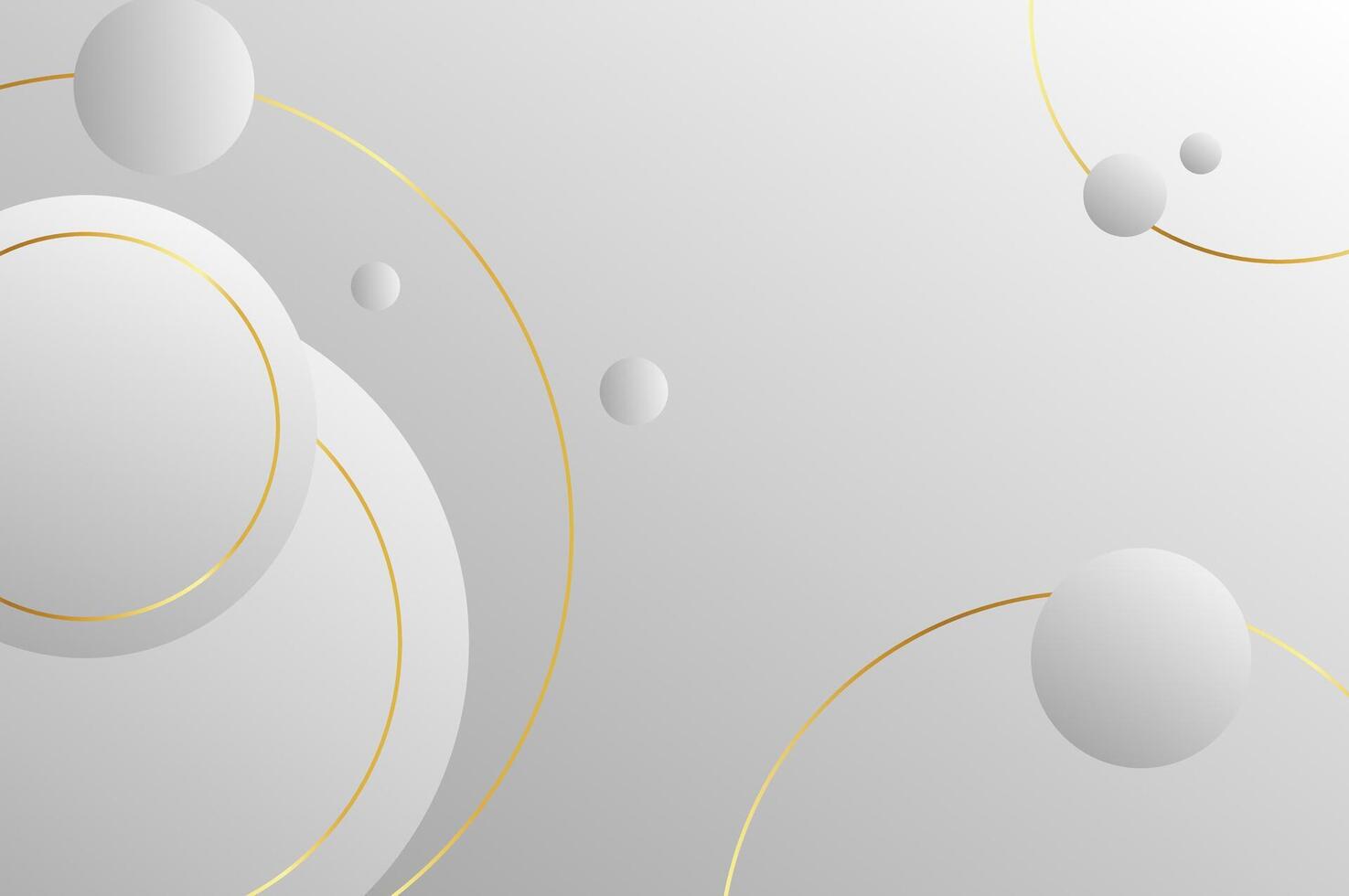 Abstract luxury White Grey Circle shape background with gold line and planetary.geometry background with modern and elegant concept. vector