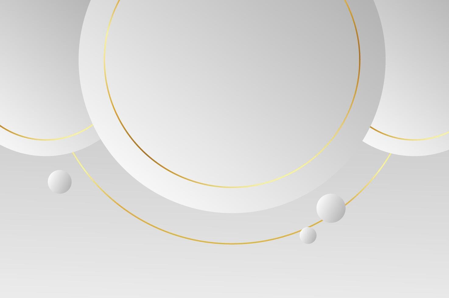 Circle shape luxury White Grey background with gold line and planetary. Abstract geometry background with modern and elegant concept. vector