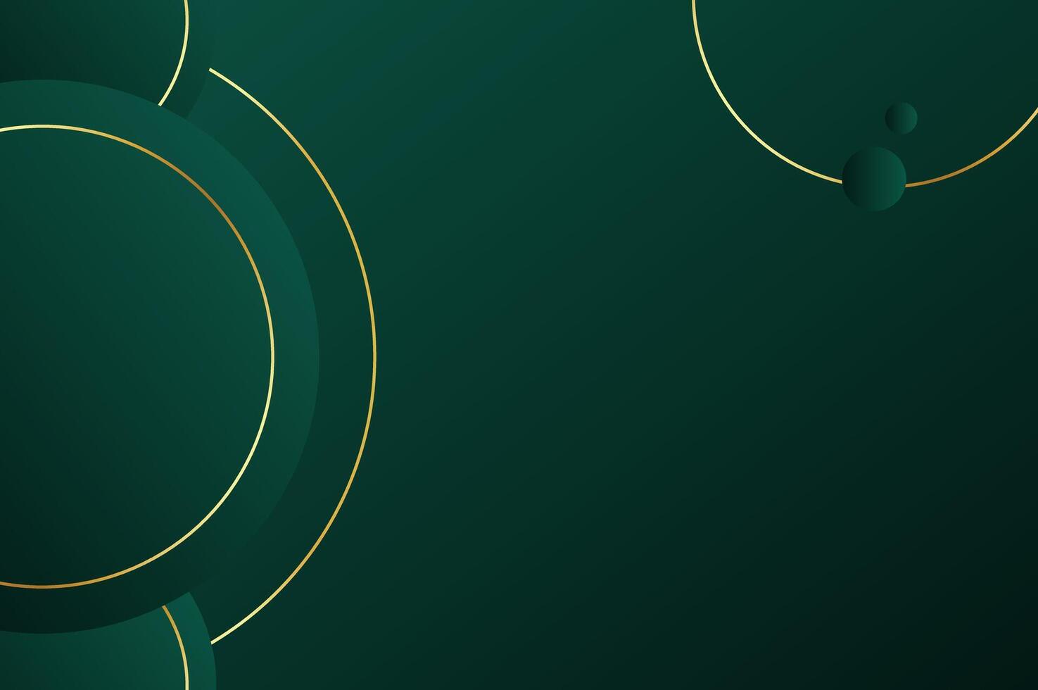 luxury Dark Green Circle shape background with gold line and planetary. Abstract geometry background with modern and elegant concept. vector