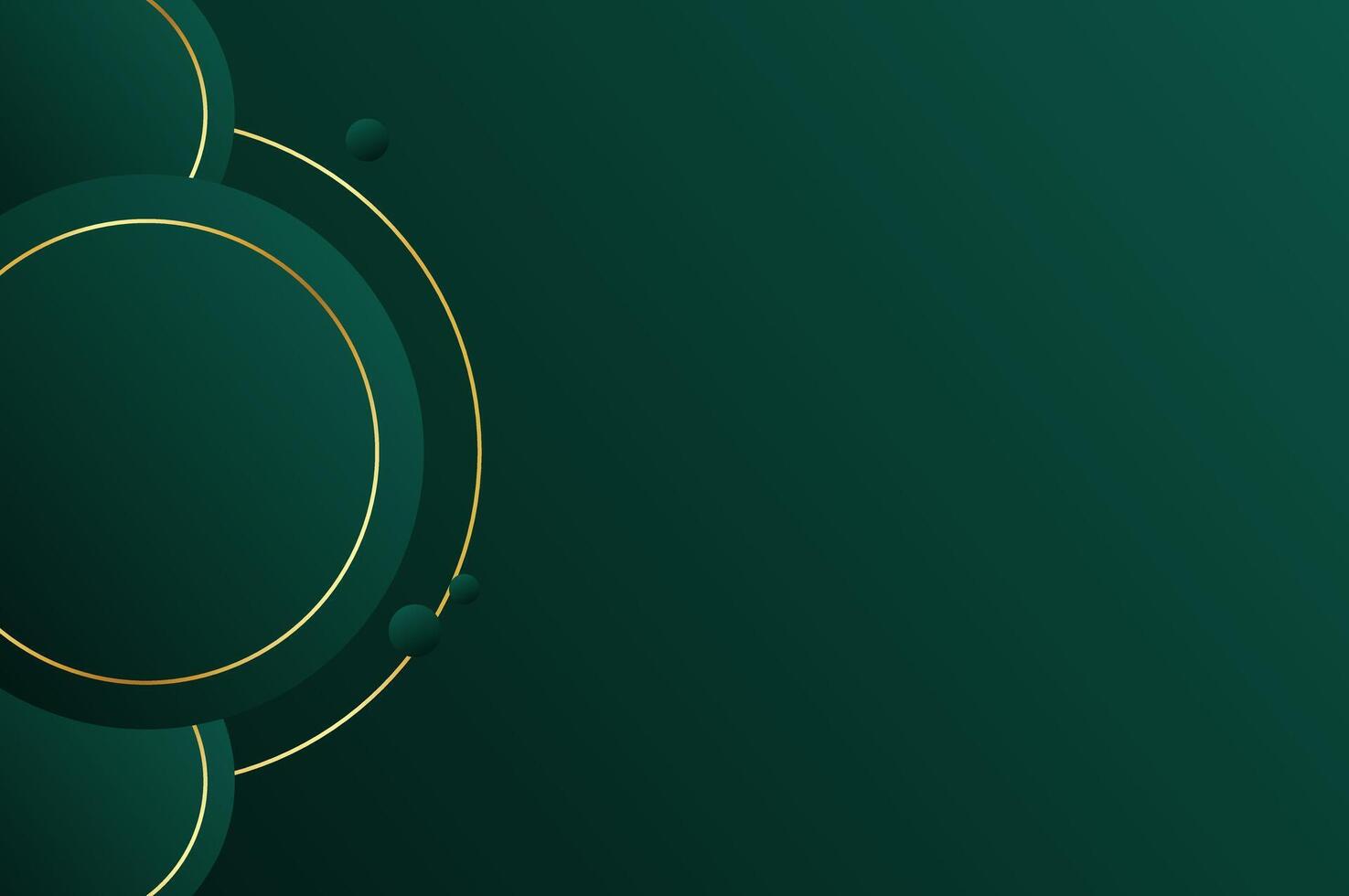 Circle shape luxury Dark Green background with gold line and planetary. Abstract geometry background with modern and elegant concept. vector
