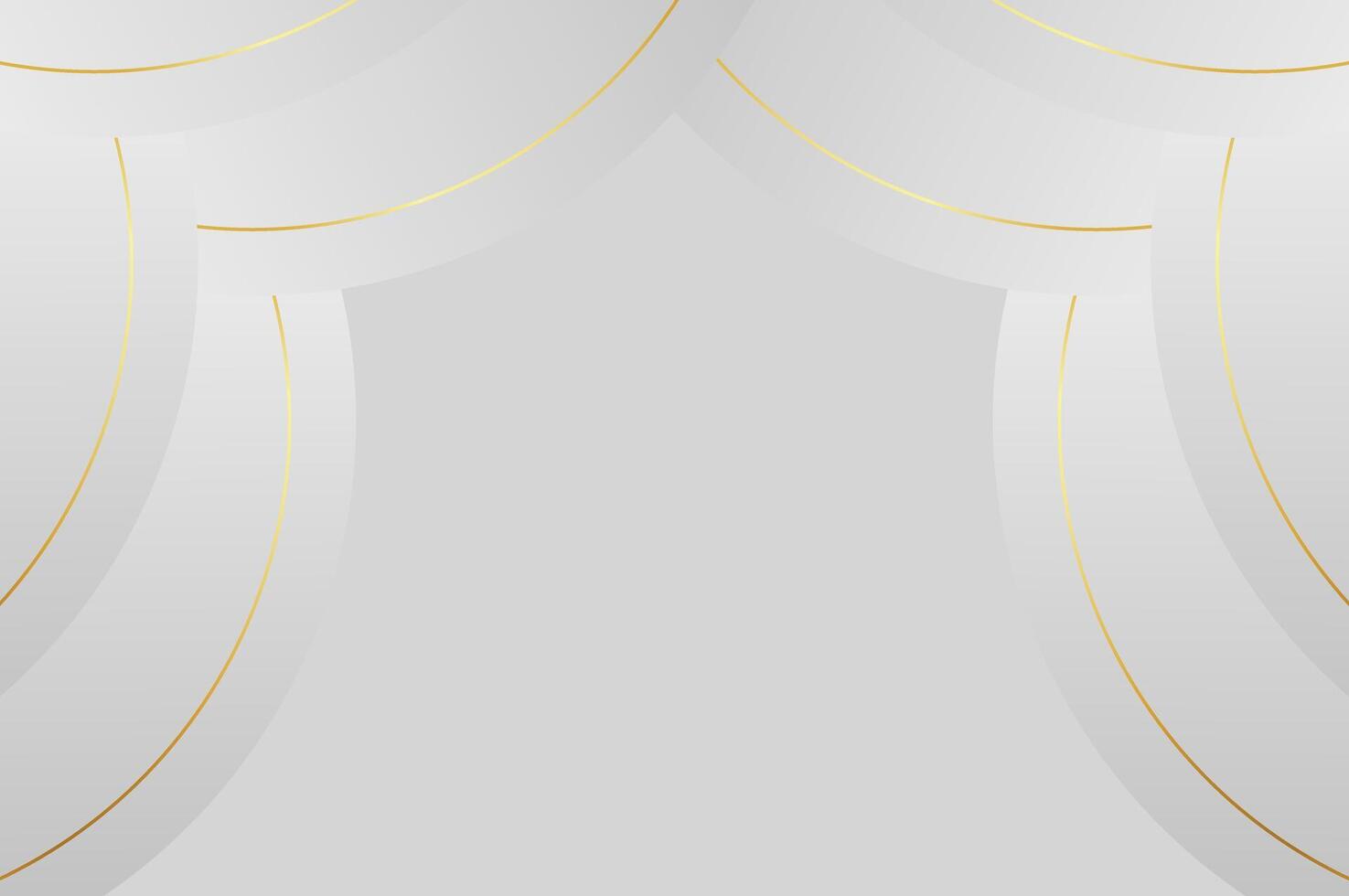 luxury White Grey curve curtain awards background with gold line. Abstract geometry background with modern and elegant concept. vector