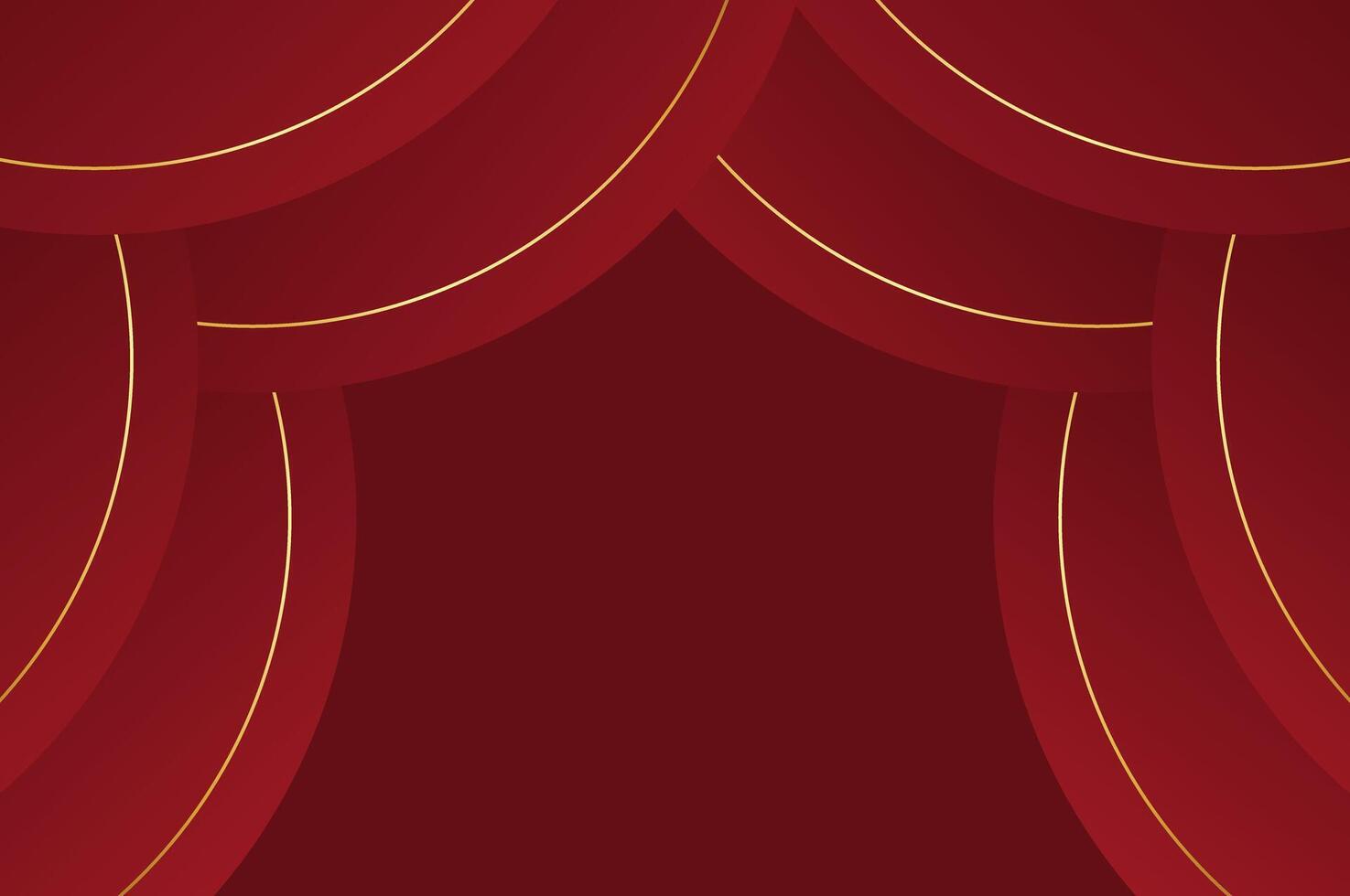 luxury Red Rose curve curtain awards background with gold line. Abstract geometry background with modern and elegant concept. vector