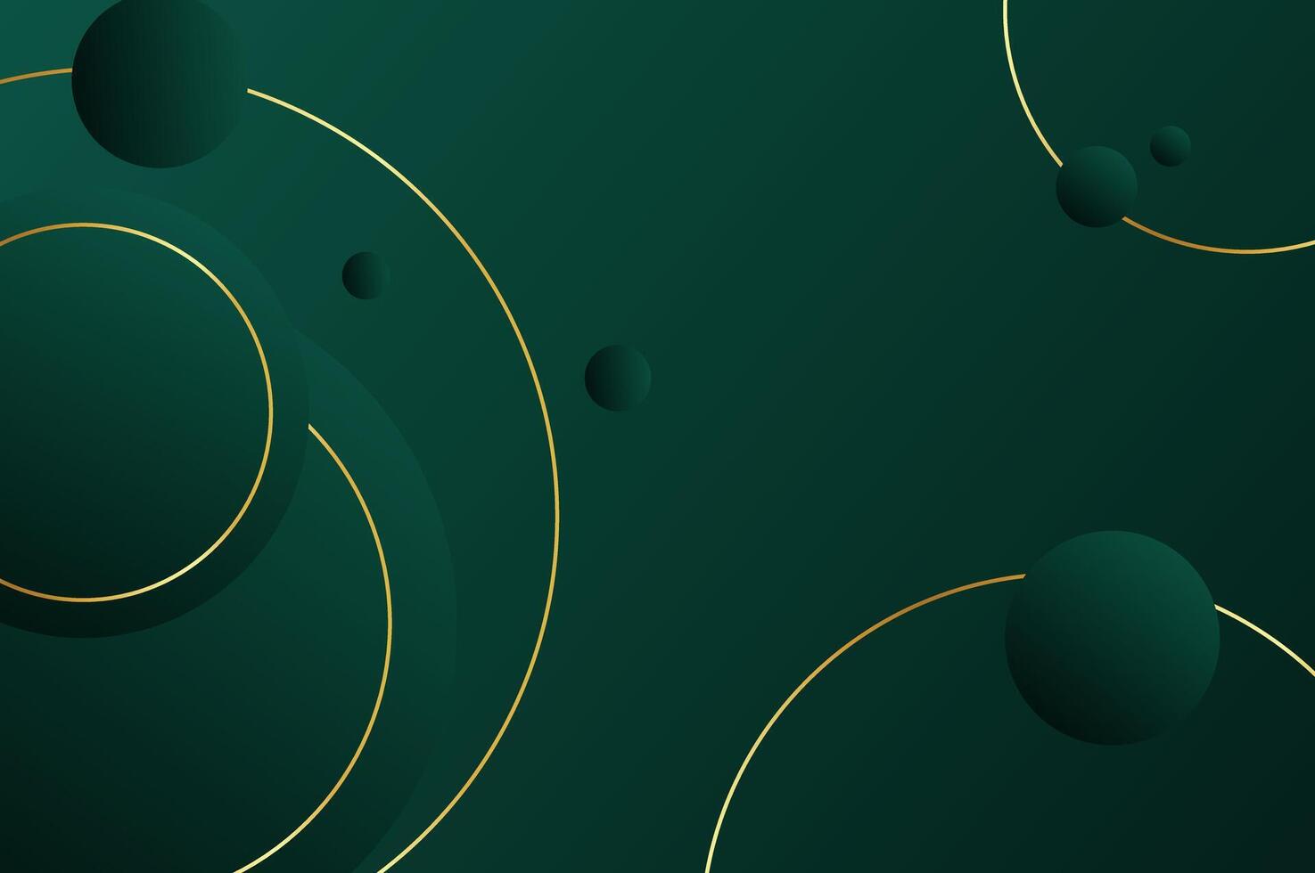Abstract luxury Dark Green Circle shape background with gold line and planetary.geometry background with modern and elegant concept. vector