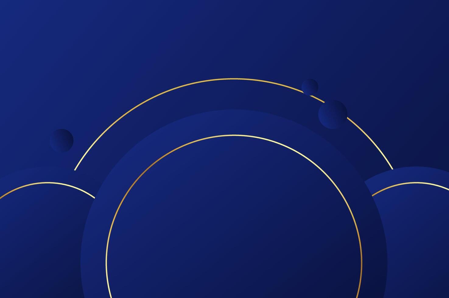 Circle shape luxury Navy Blue background with gold line and planetary. Abstract geometry background with modern and elegant concept. vector