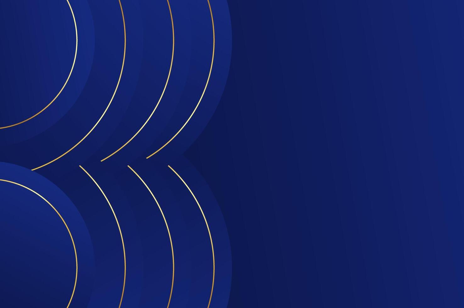 luxury Navy Blue circle papercut background with gold line. Abstract geometry background with modern and elegant concept. vector