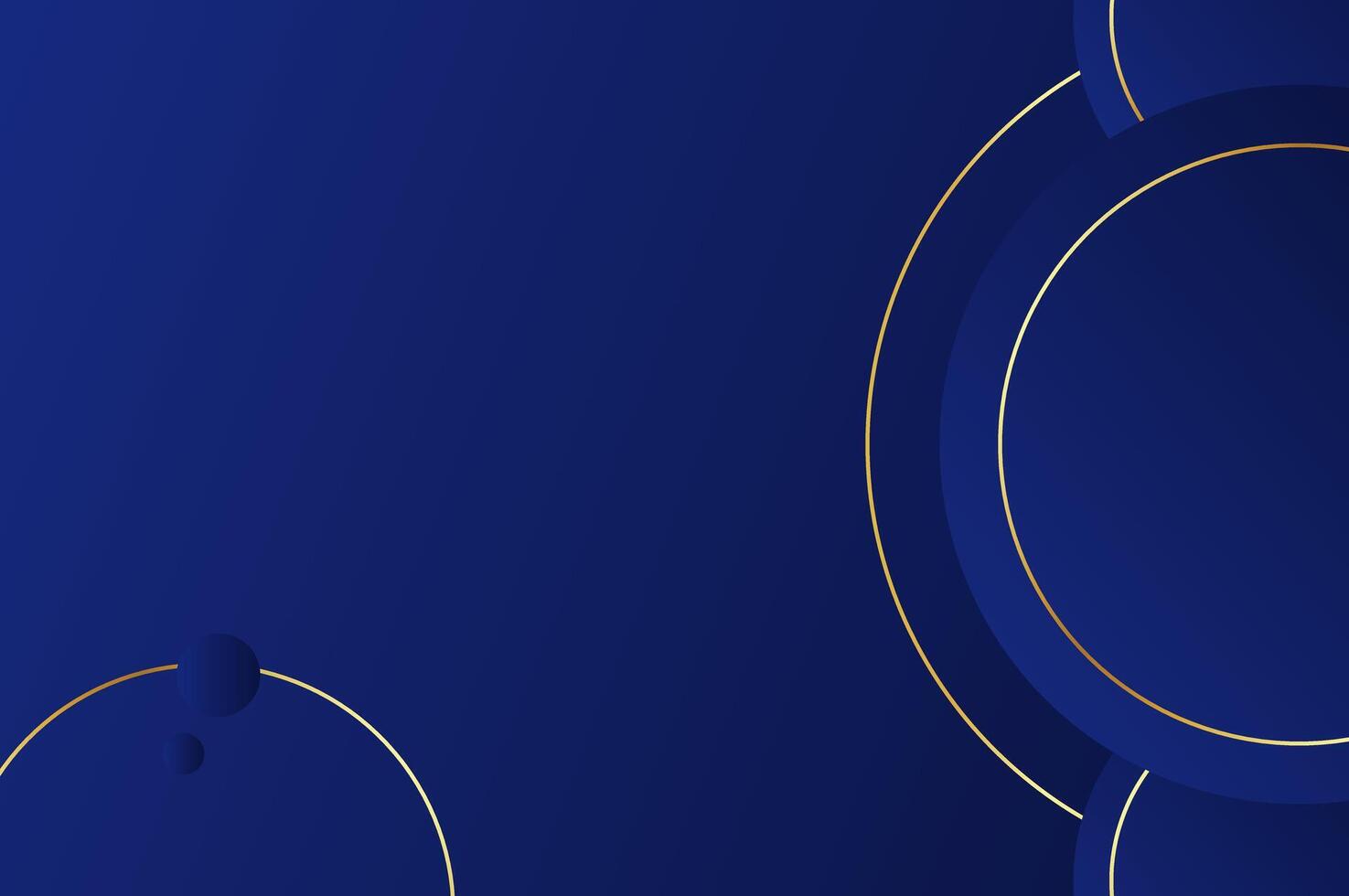 luxury Navy Blue Circle shape background with gold line and planetary. Abstract geometry background with modern and elegant concept. vector