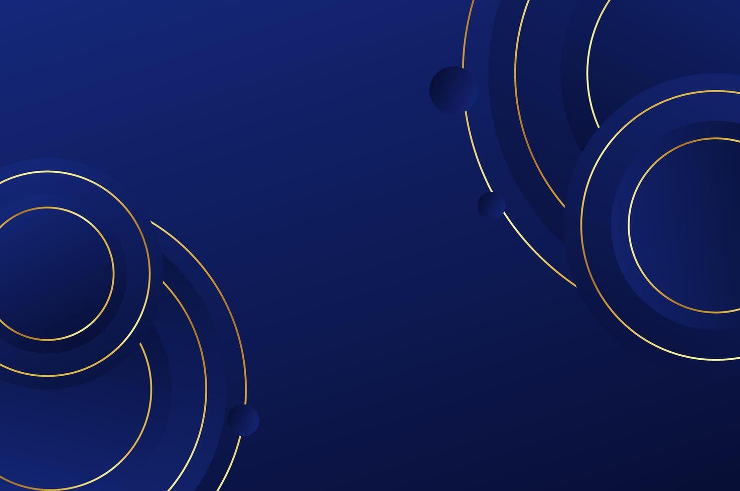 Circle shape background luxury Navy Blue with gold line and planetary. Abstract geometry background with modern and elegant concept. vector