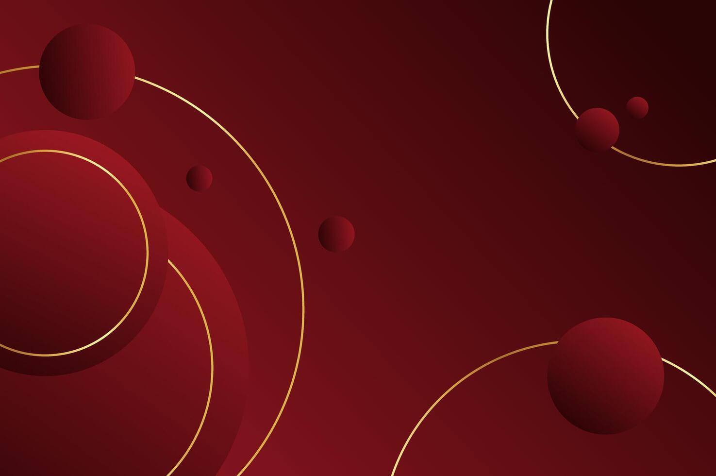 Abstract luxury Red Rose Circle shape background with gold line and planetary.geometry background with modern and elegant concept. vector