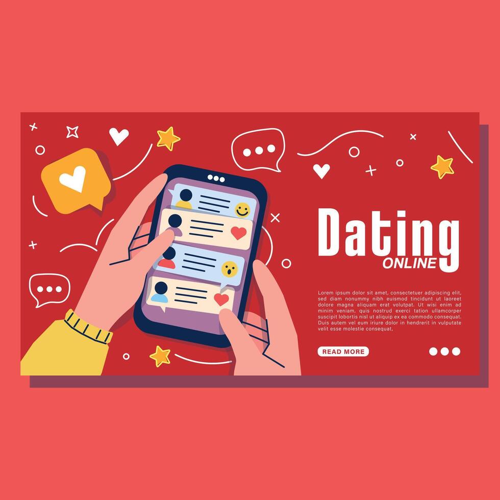 Dating Online Template website vector