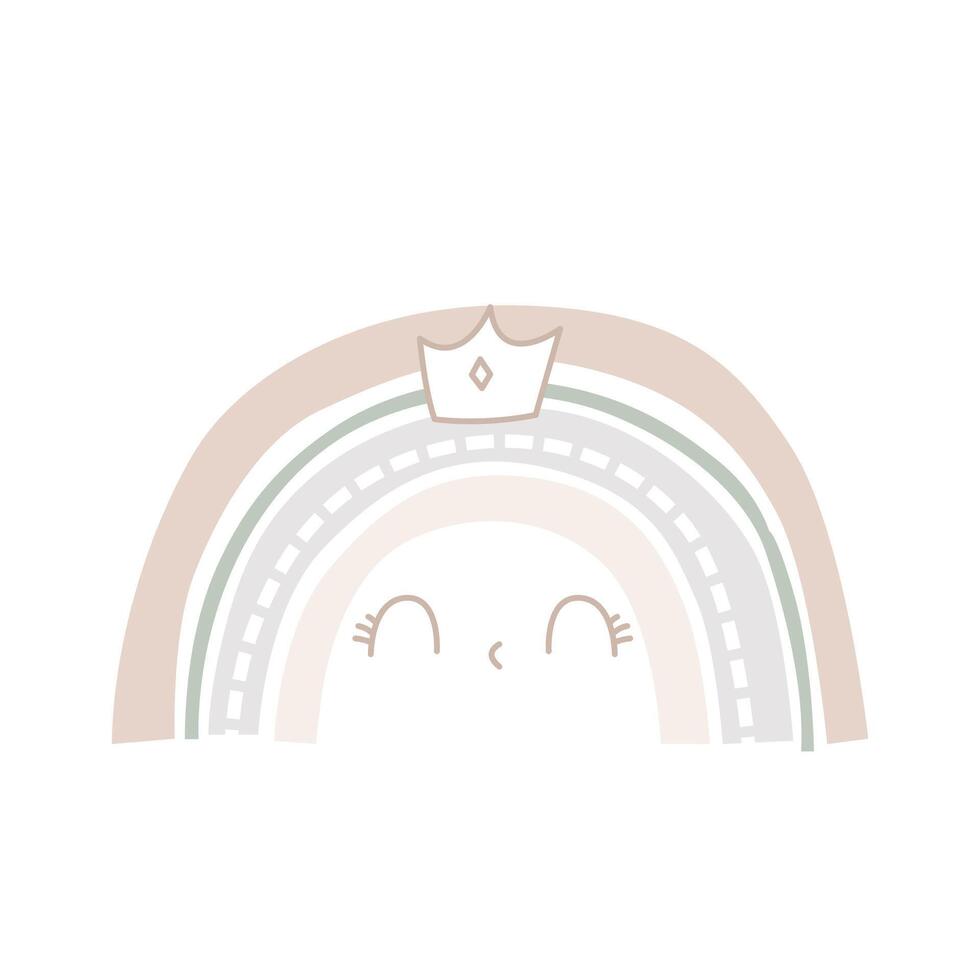 Cute colorful scandinavian queen rainbow background template illustration clip art background vector