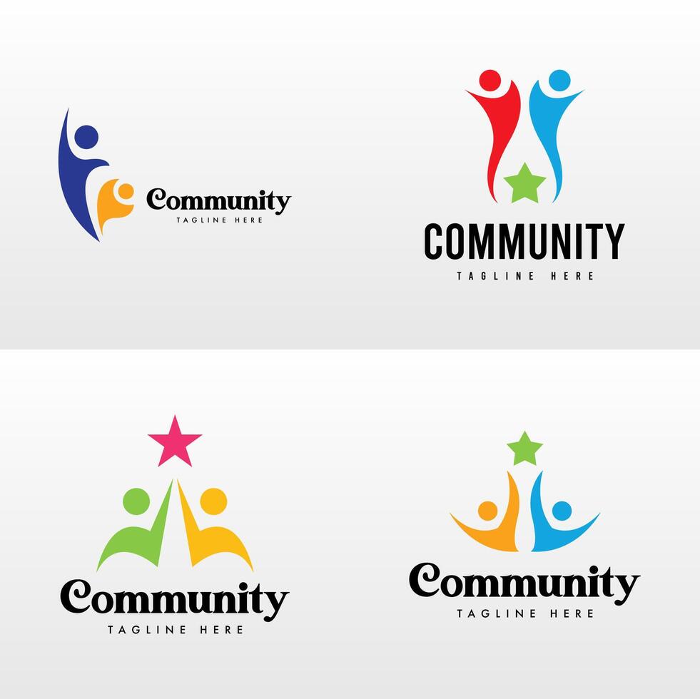 Community People Logo Design Set Template vector