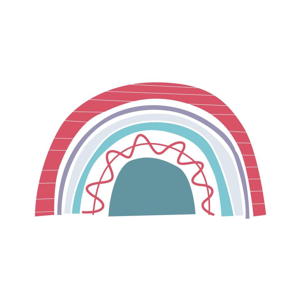 Cute colorful scandinavian rainbow kawaii background template illustration vector