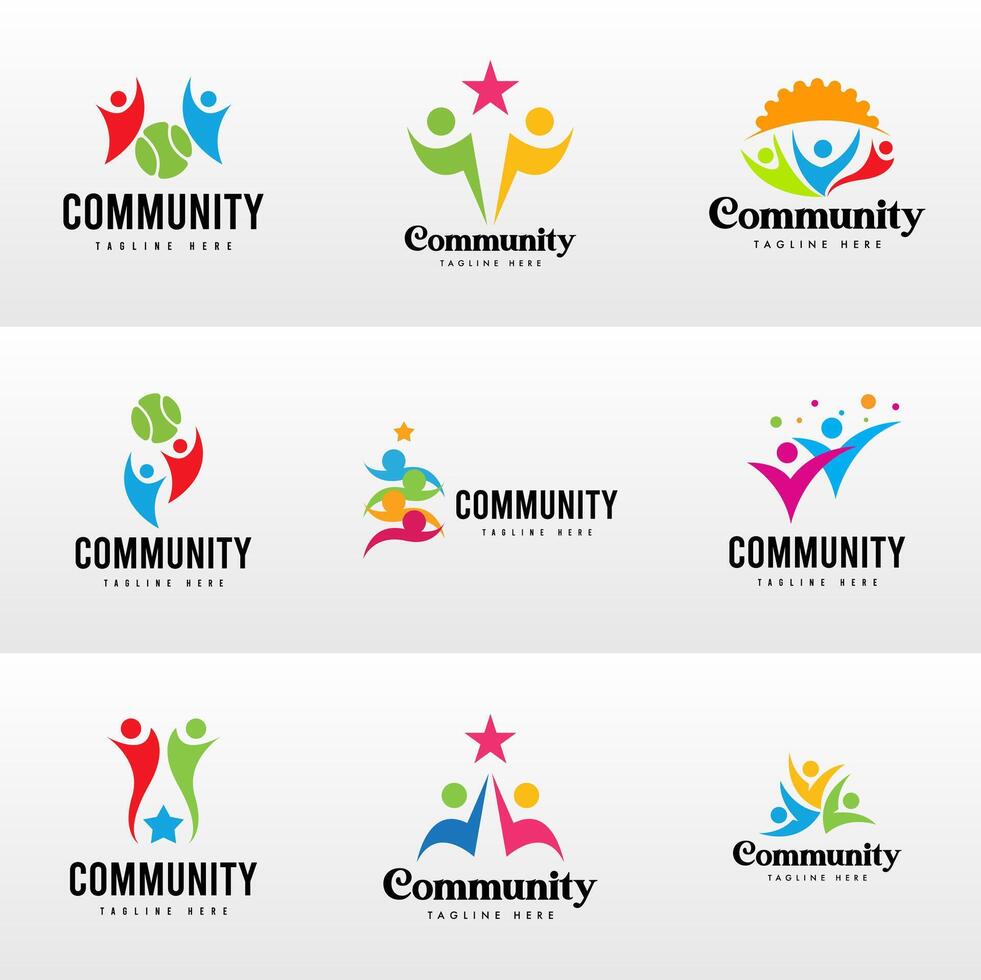 Fun Community Logo Design Template Set vector