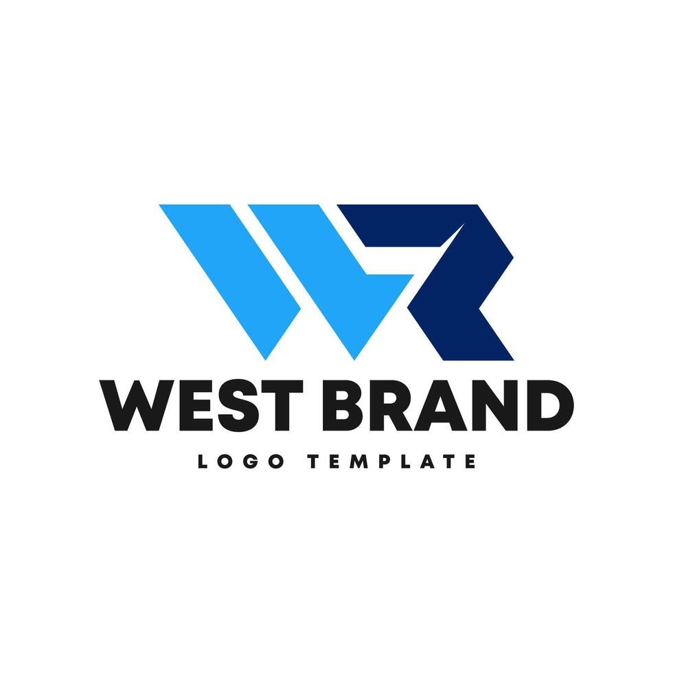 Letter W and R Monogram Geometric Logo Template vector