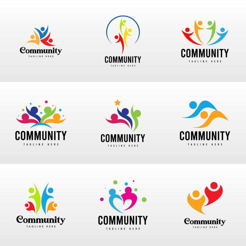 People Community Logo Design Template Set vector