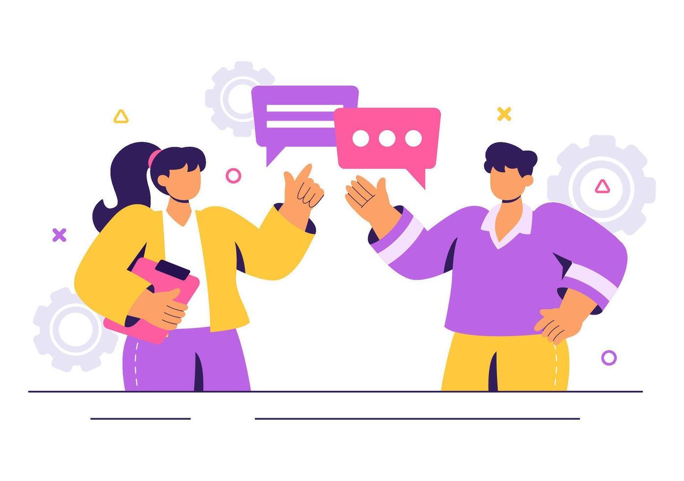 Workplace Soft Skills Concept with Employees Collaborating and Learning vector