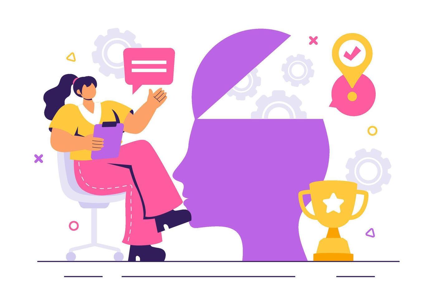 Business Team Illustrating Soft Skills in Workplace Environment Illustration vector