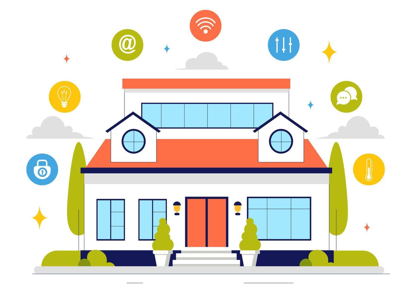 Smart Home Device Control Illustration with Internet of Things Technology vector