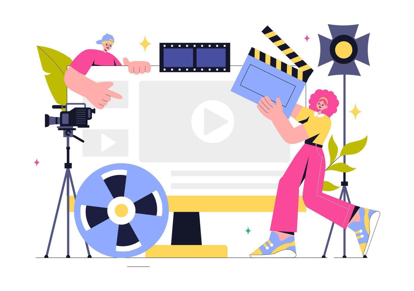 Cinematography Services Illustration Featuring Movie Production and Shooting Equipment vector