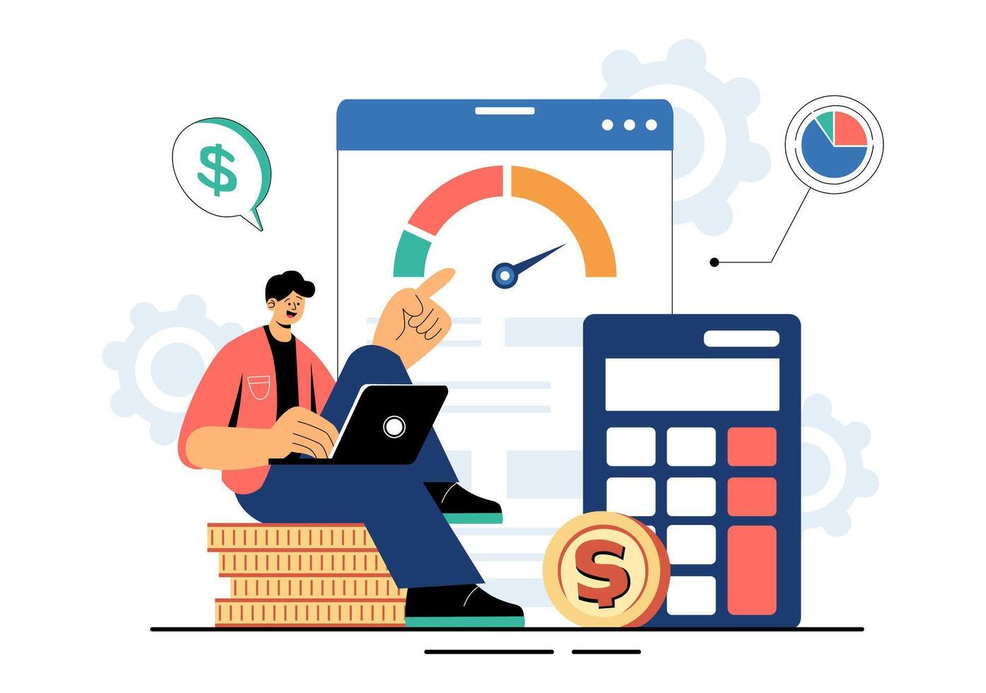 Financial Budgeting Illustration for Smart Money Management and Savings vector