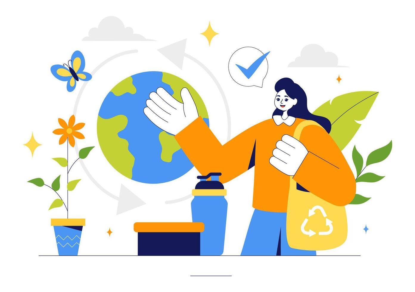Clean Energy and Environmental Protection Illustration with Windmills vector