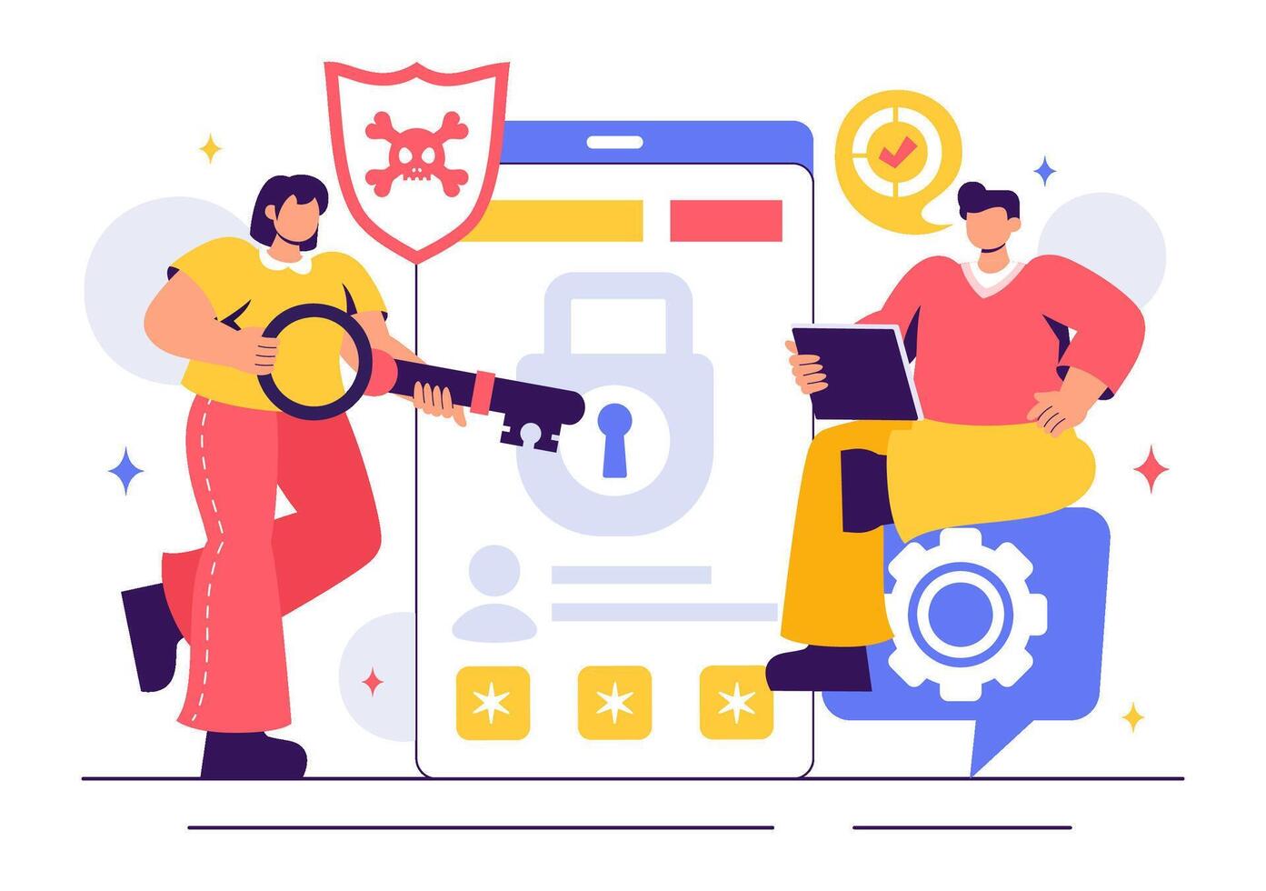 Illustration of a Developer Conducting Ethical Hacking for Cyber Defense and Security vector