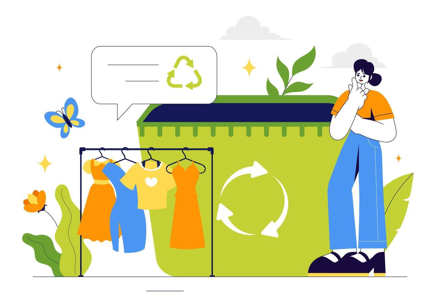 Sustainable Environment and Clean Power Generation Illustration vector
