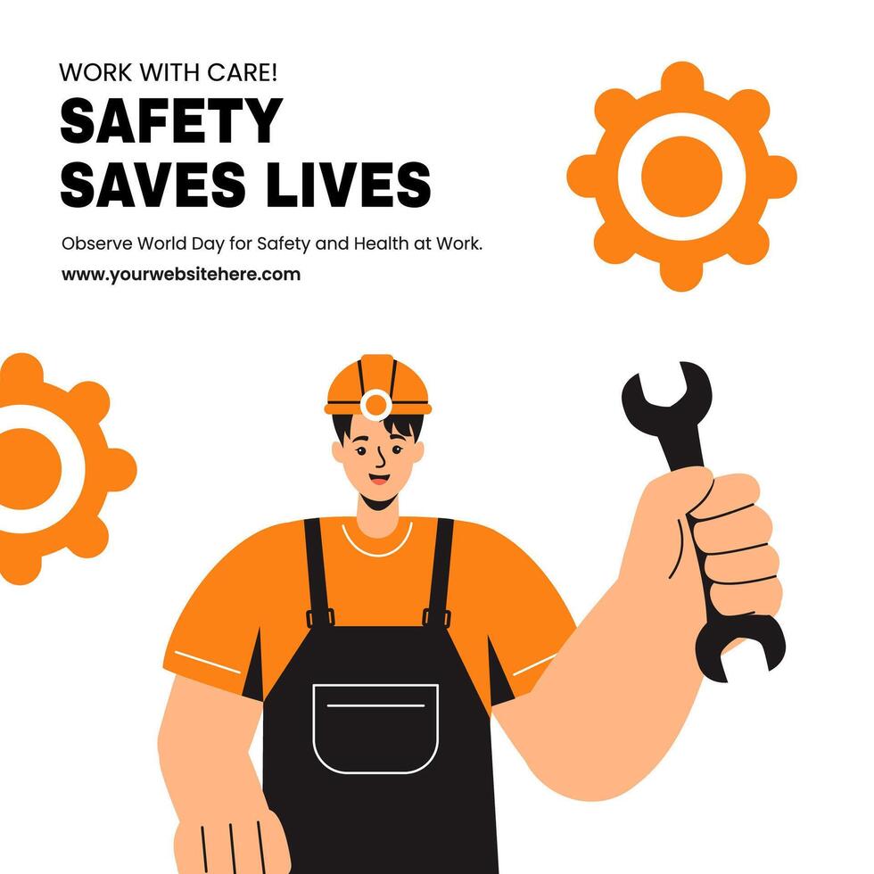 International Workplace Safety Day Social Media Illustration Template Illustration vector