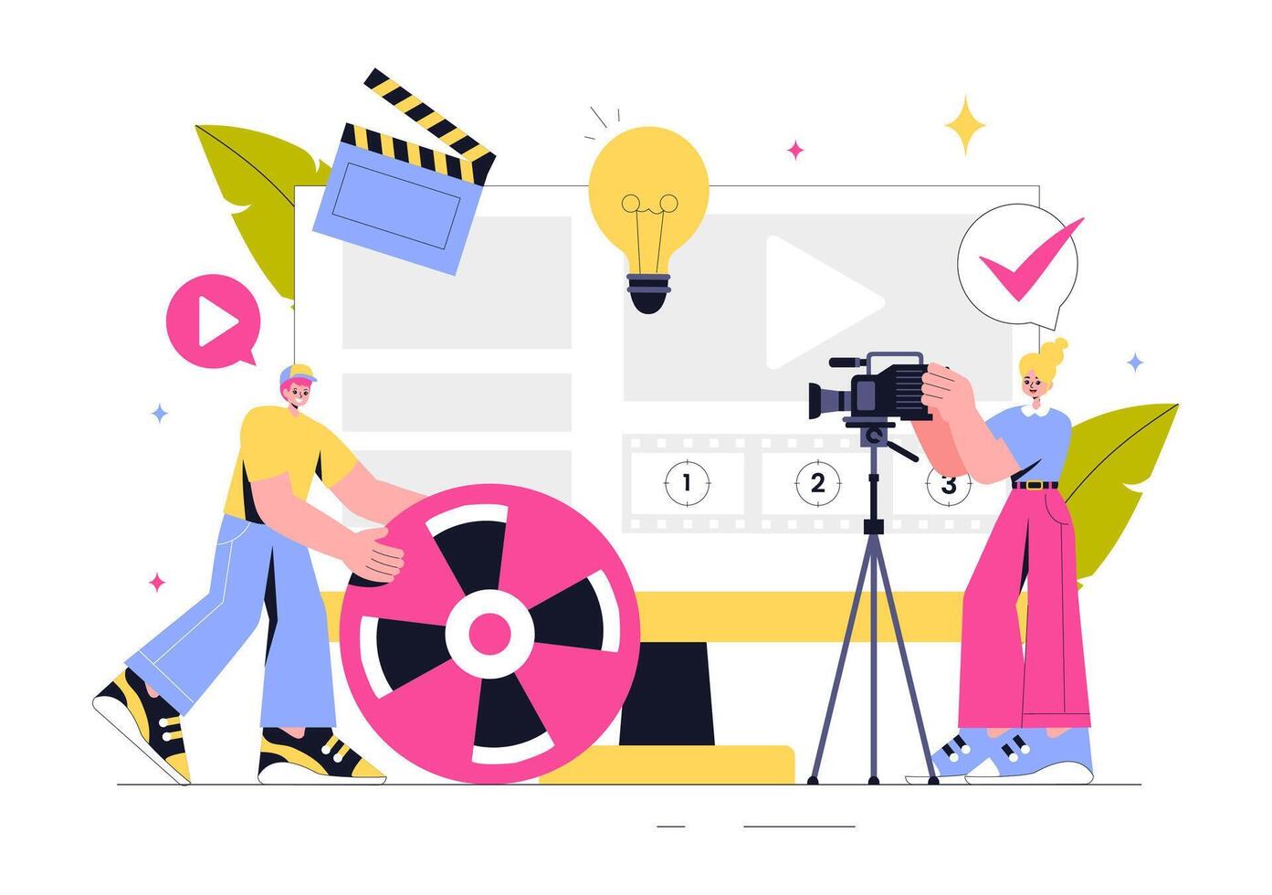 Camera Operator and Videography Services Illustration in a Flat Style vector