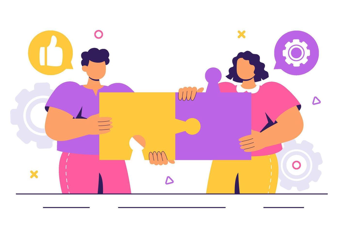 Illustration of Corporate Workers Practicing Communication and Teamwork Skills vector