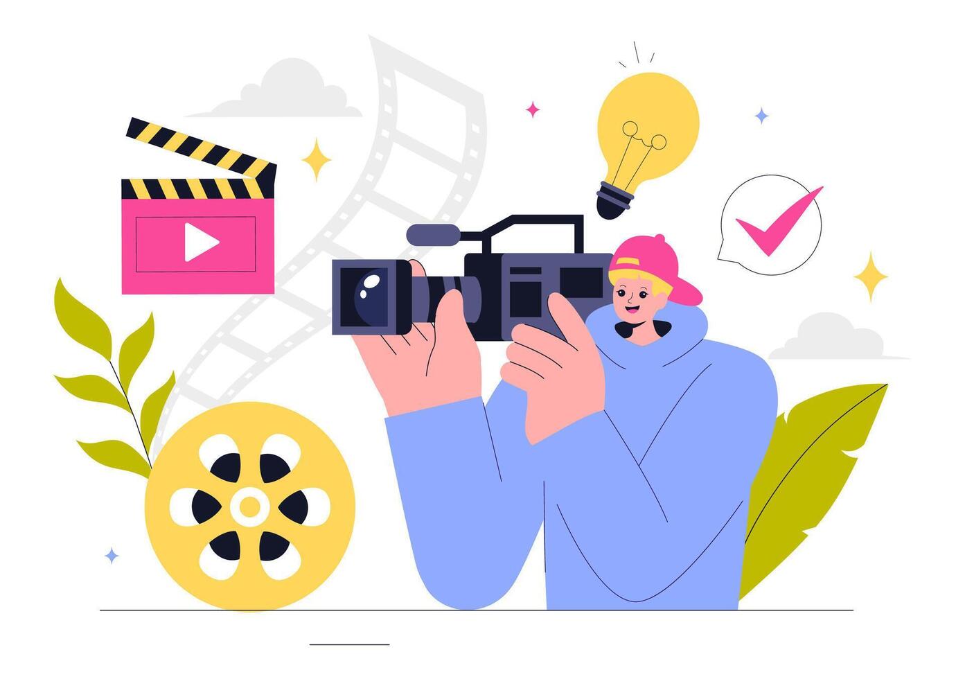 Professional Videography Illustration for Film Production and Editing Services vector