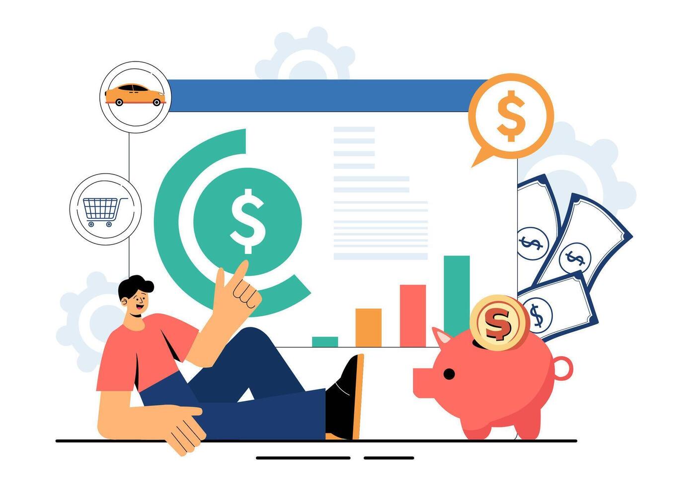 Illustration of Financial Planning with Smart Budgeting and Money Control vector