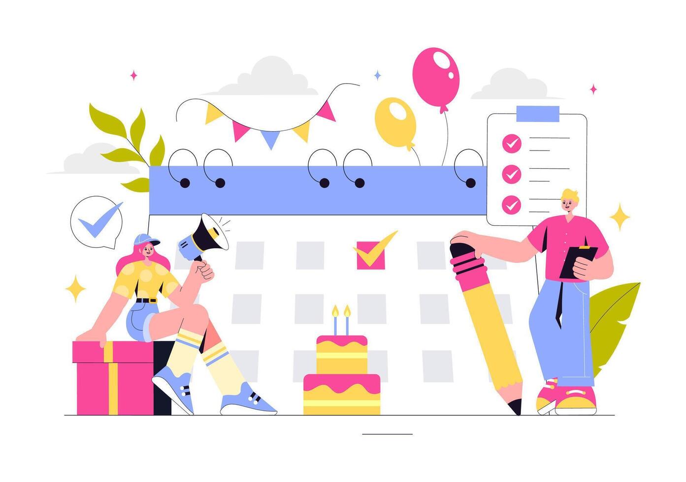 Business Conference and Event Planning Illustration with Schedule and Agenda vector