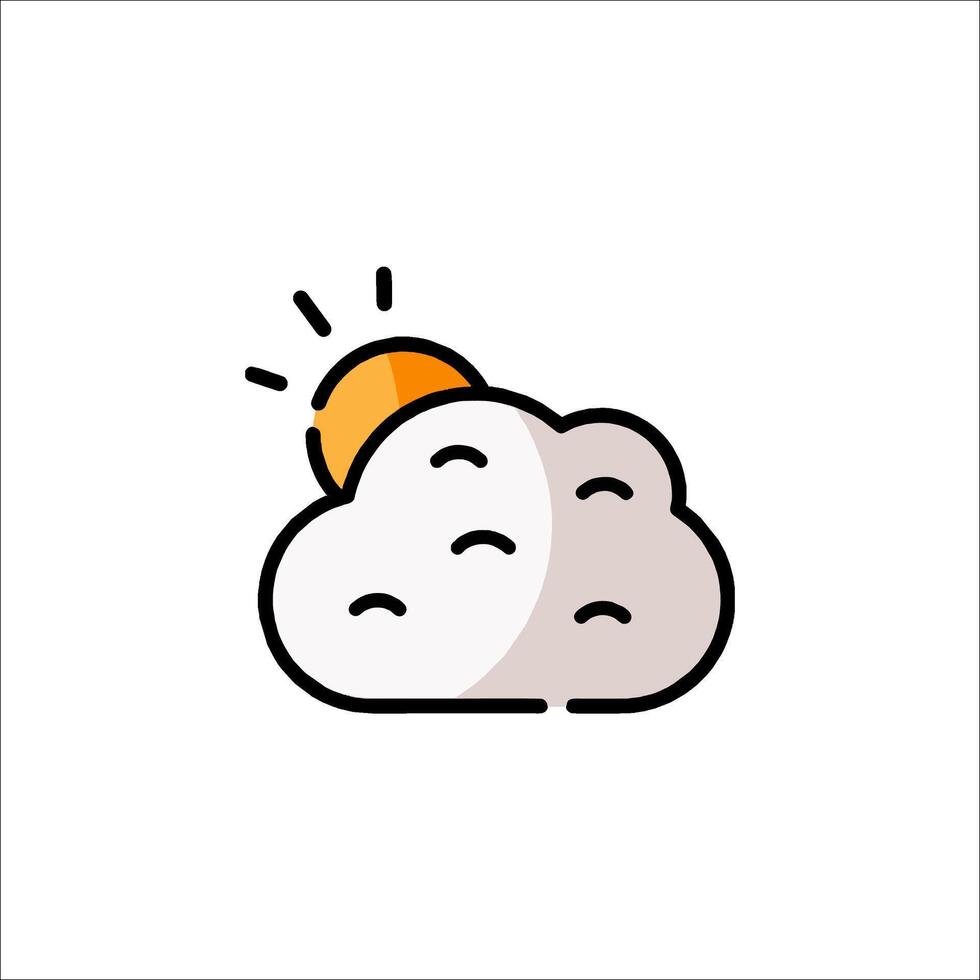 A cloud with a sun behind it vector