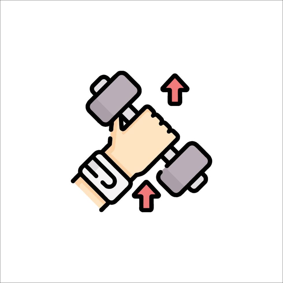 Dumbbells icon with a hand holding a dumbbell vector