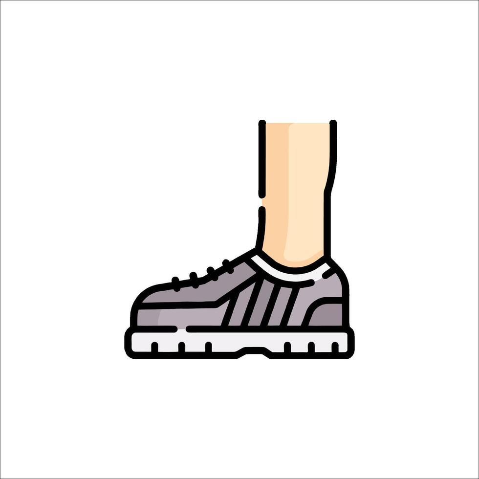 A person wearing a pair of sneakers on their foot vector