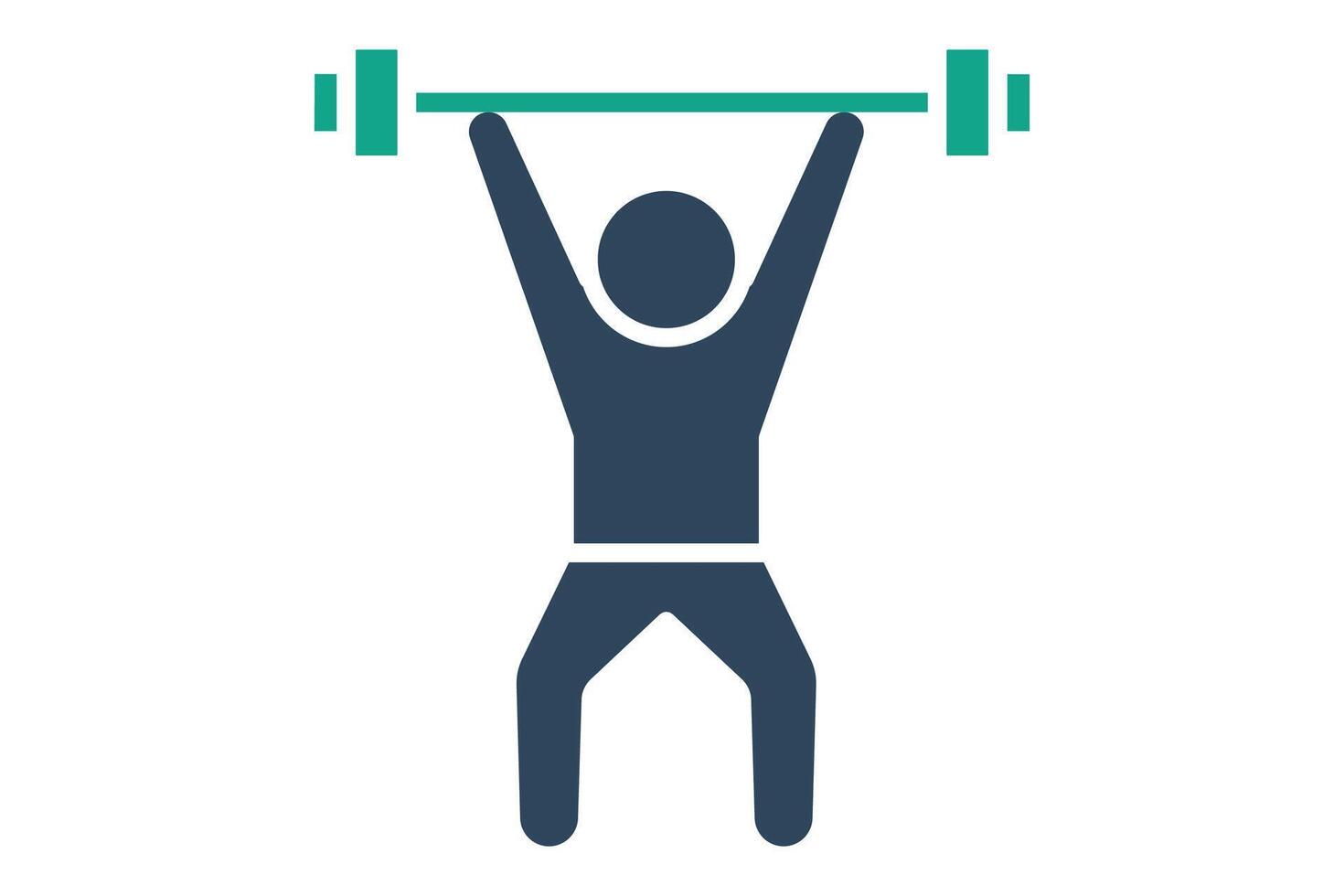 Weightlifting icon. solid icon style. people lifting barbells. icon related to gym and fitness. gym elements illustration vector