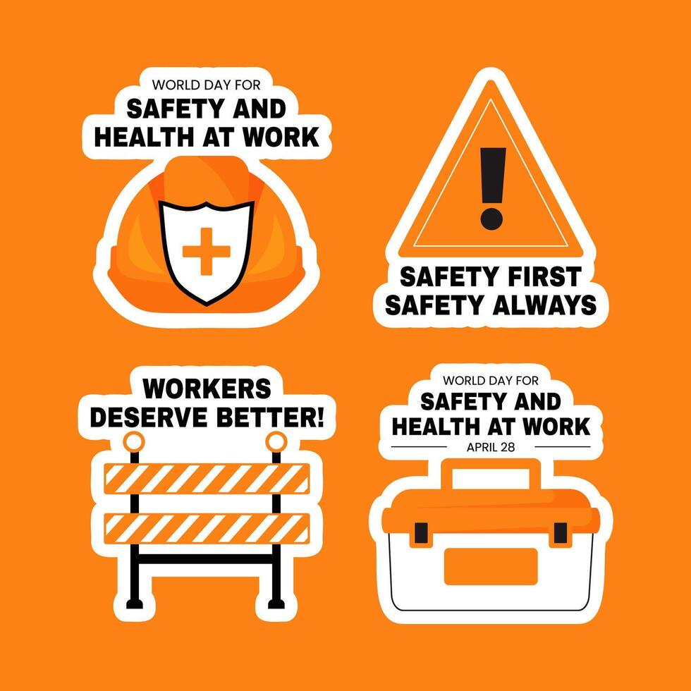 International Work Safety and Health Awareness Campaign Label vector
