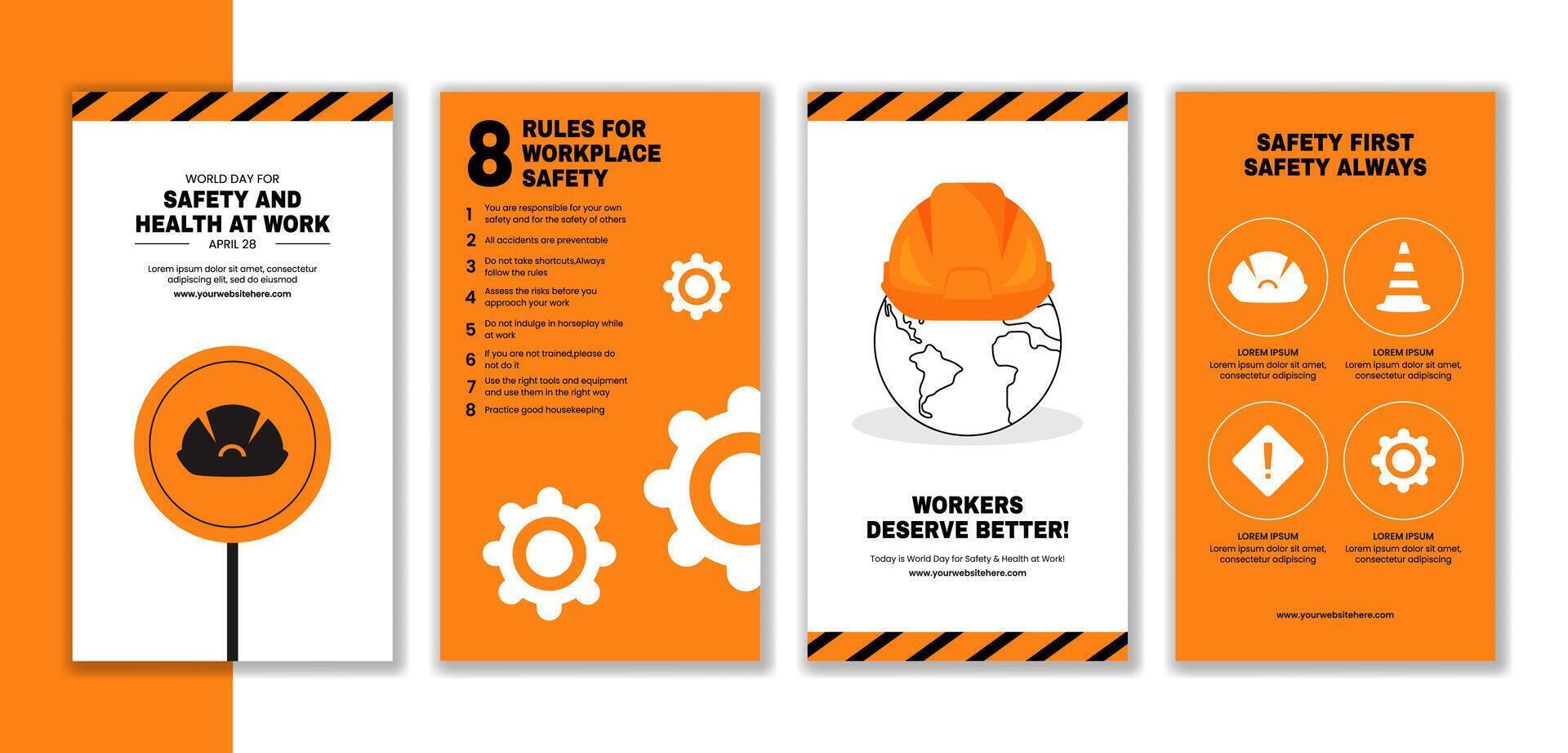 World Occupational Safety and Health Day Social Media Stories Template vector