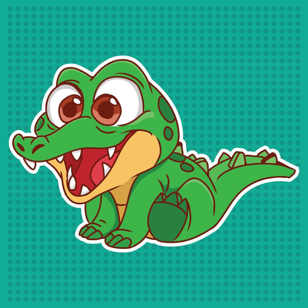 Cute baby crocodile illustration vector