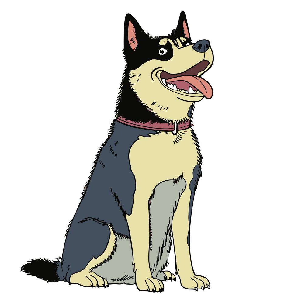 Cartoon Husky with Playful Expression and Tongue Out Cartoon Husky vector