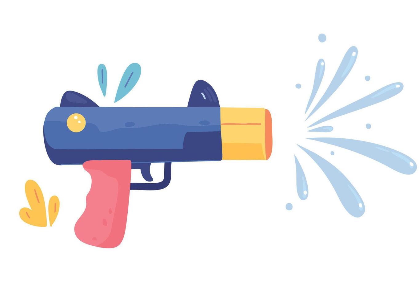 colorful water gun spraying water, perfect for summer fun and outdoor play. This playful design captures joy of water fights and sunny days vector