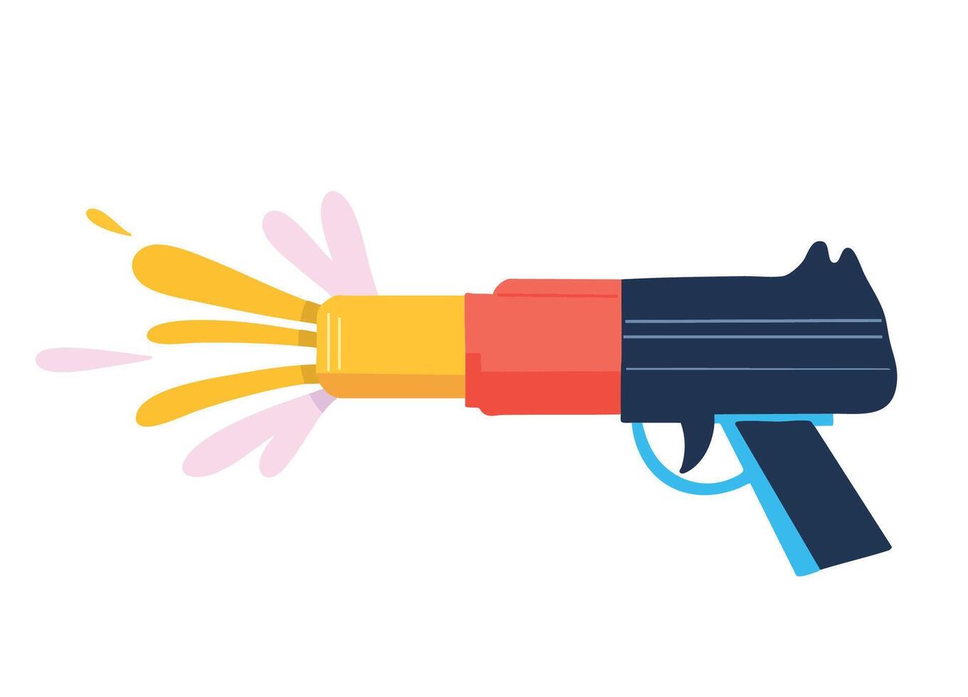 colorful water gun shooting water, perfect for summer fun and outdoor play. Ideal for kids and adults alike, it brings joy and excitement to any water fight vector