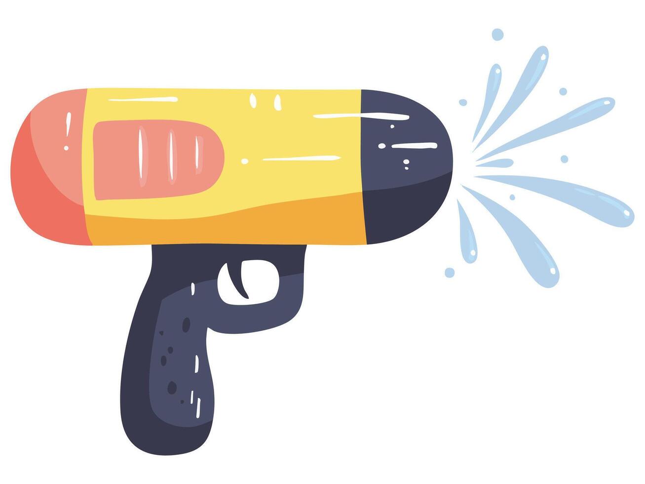 A colorful water gun spraying water, perfect for summer fun and outdoor play. This playful design captures excitement of water battles and sunny days vector